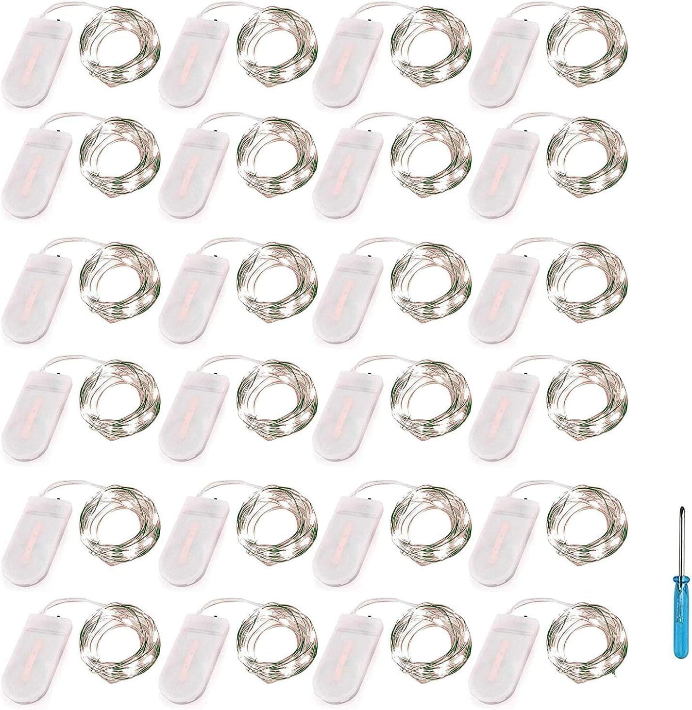 YJFWAL Cool White 24 Packs Firefly Lights for DIY Wedding Party Christmas Decor 10.2FT Copper Wire Lights Mini Starry St