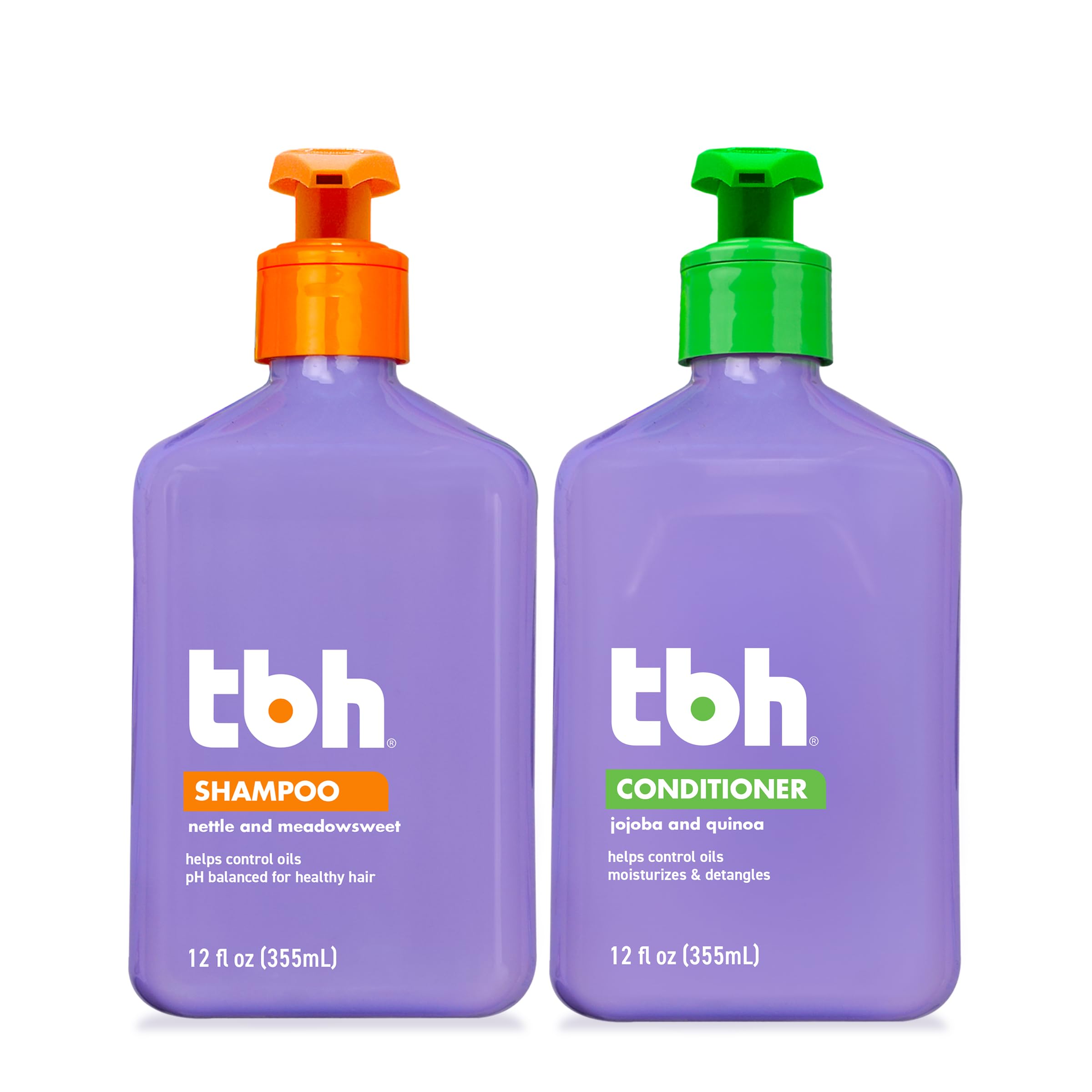 TBH Teen and Kids Sulfate and Paraben Free Shampoo and Conditioner Set for Oily Hair - 12 oz (2 Pack)