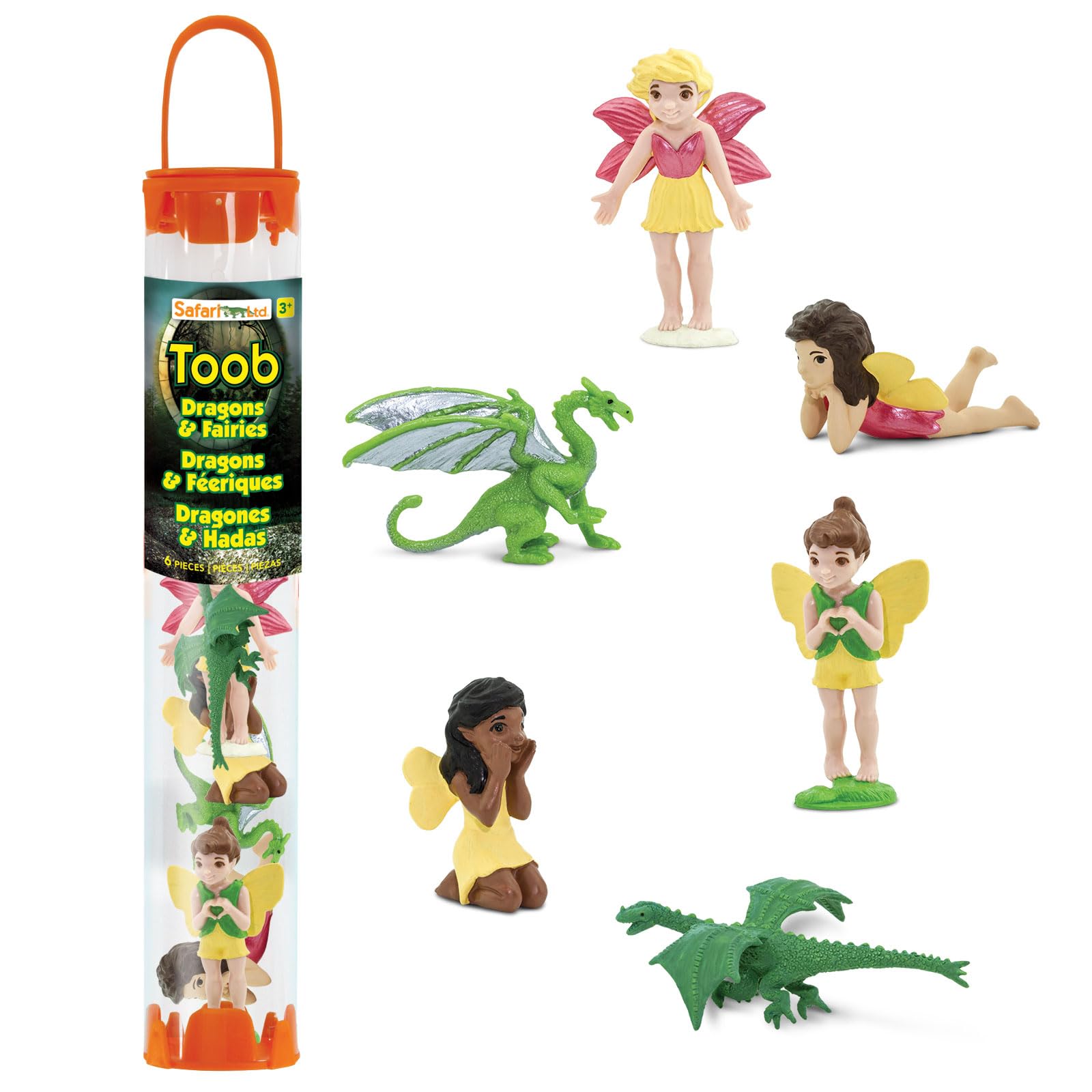 Safari Ltd Fairies & Dragons TOOB - Detailed Toy Figurines for Kids Ages 3+ - Fun Play Toy - 4 Fairies & 2 Mini Dragons