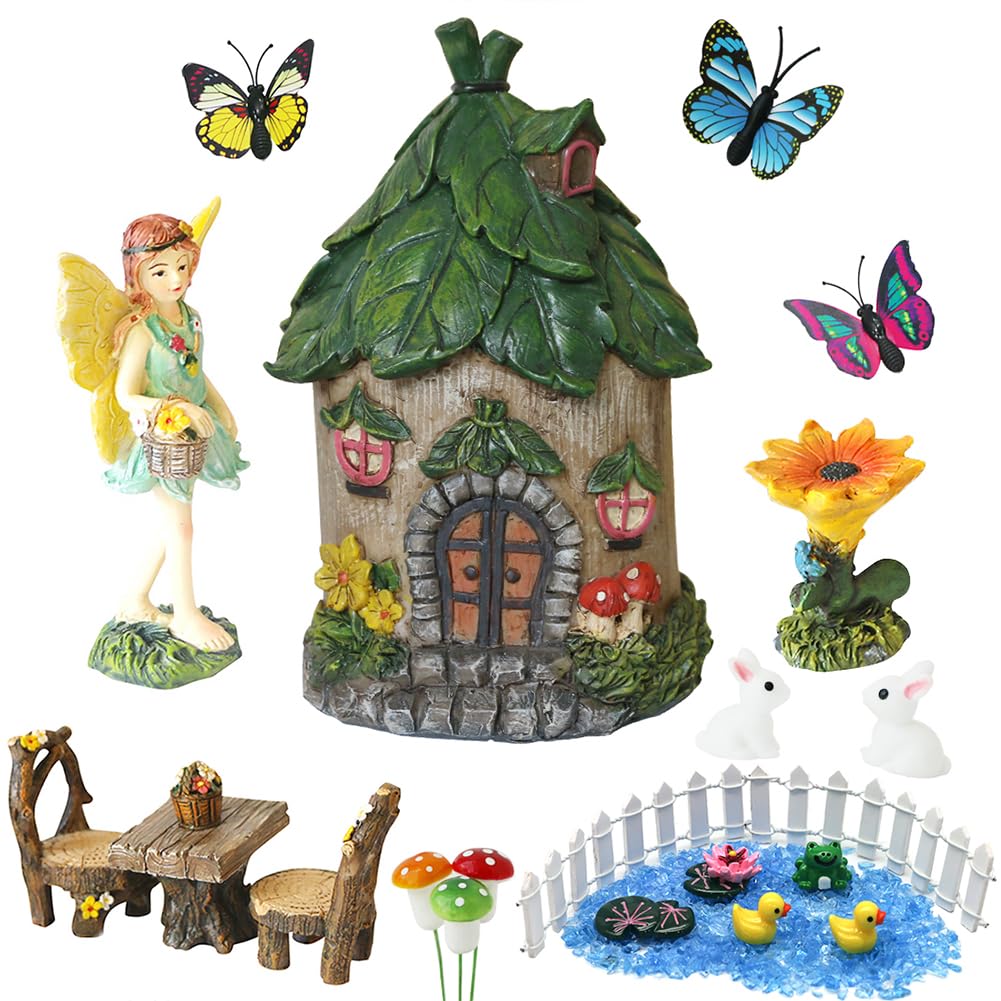 BangBangDa Miniature Fairy Garden Accessories - Outdoor Garden Small Fairies Figurines Kit for Girl Boy Mother Girlfrien