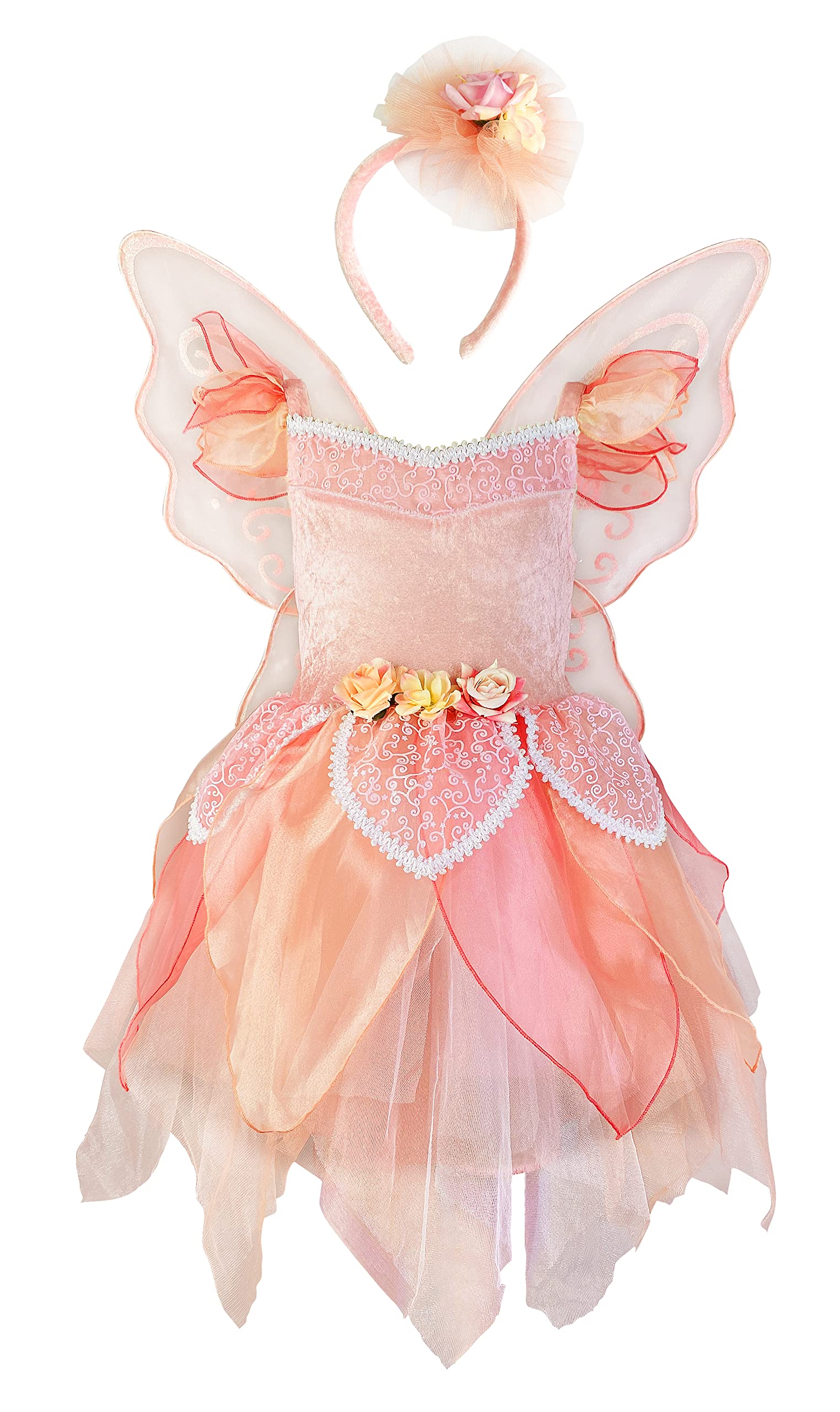 DJDLPARTY Pink Fairy Dresses Up Costume Set for Girls with Wing and Headband
| DJDLPARTY Pink Fairy Girl Costume with W